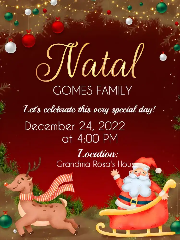 Invitation Family Christmas Final – Commemorative Dates theme red, green, white, festive, classic, modern