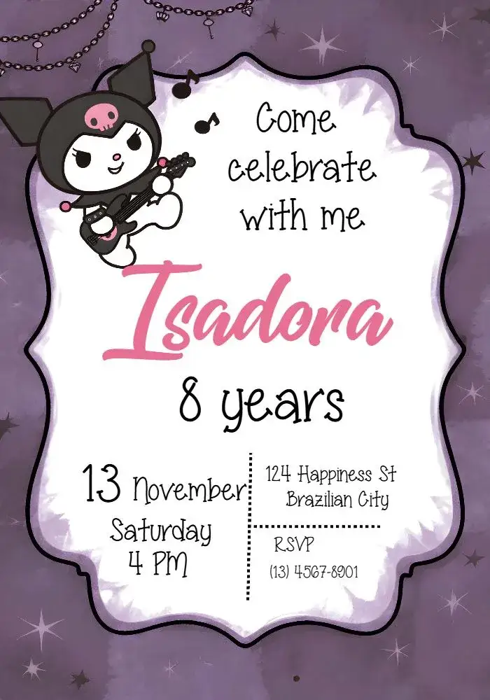 Invitation Gothic Kuromi – Most searched for theme gothic, vibrant, thematic, modern, fantasy