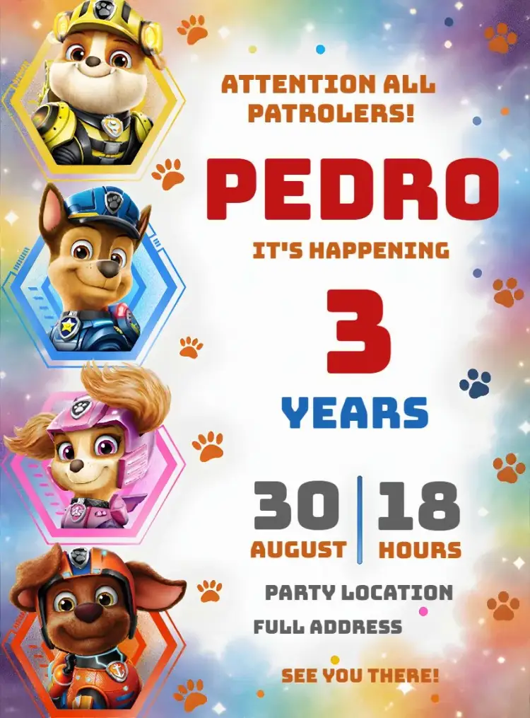 Paw Patrol Kids invitation