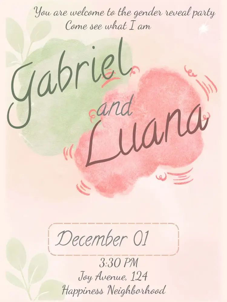 Pink and Green Gender Reveal Tea Party invitation