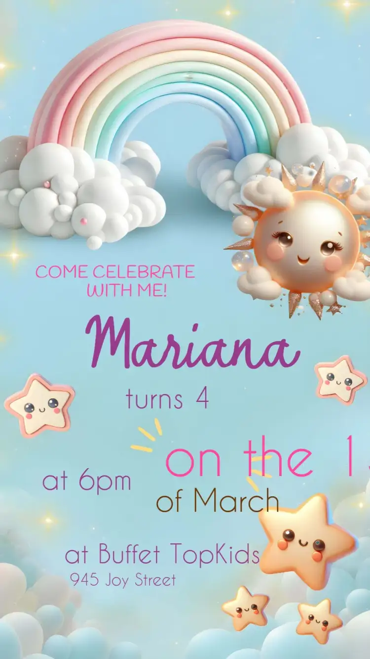 Invitation First Sunbeam – First Communion theme colorful, childlike, sunshine sparkle, cheerful, fun
