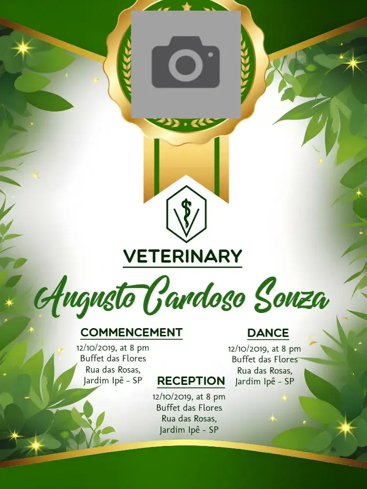 Veterinary Graduation With Golden Photo invitation
