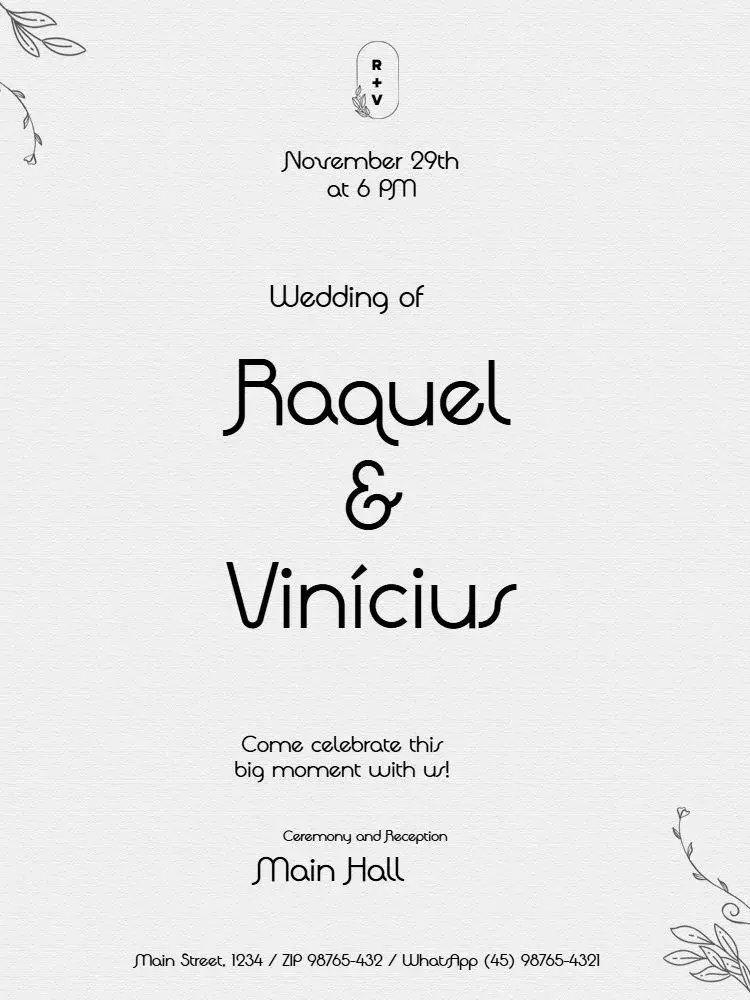 Simple And Affordable Minimalist Black Wedding invitation