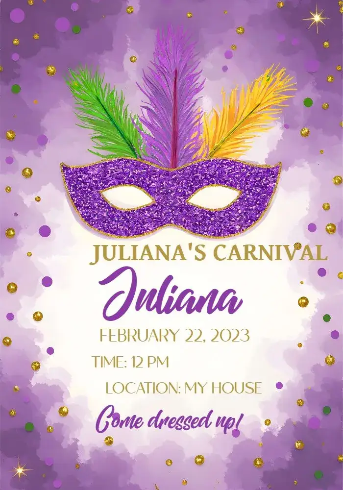 Invitation Carnival Mask – Commemorative Dates theme colorful, festive, bright, masked, vibrant