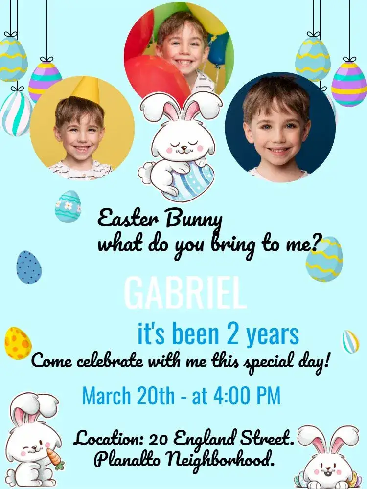 Invitation Easter With Colorful Photo ā Commemorative Dates theme colorful, fun-filled, childish, Easter-themed, animals, nature-inspired