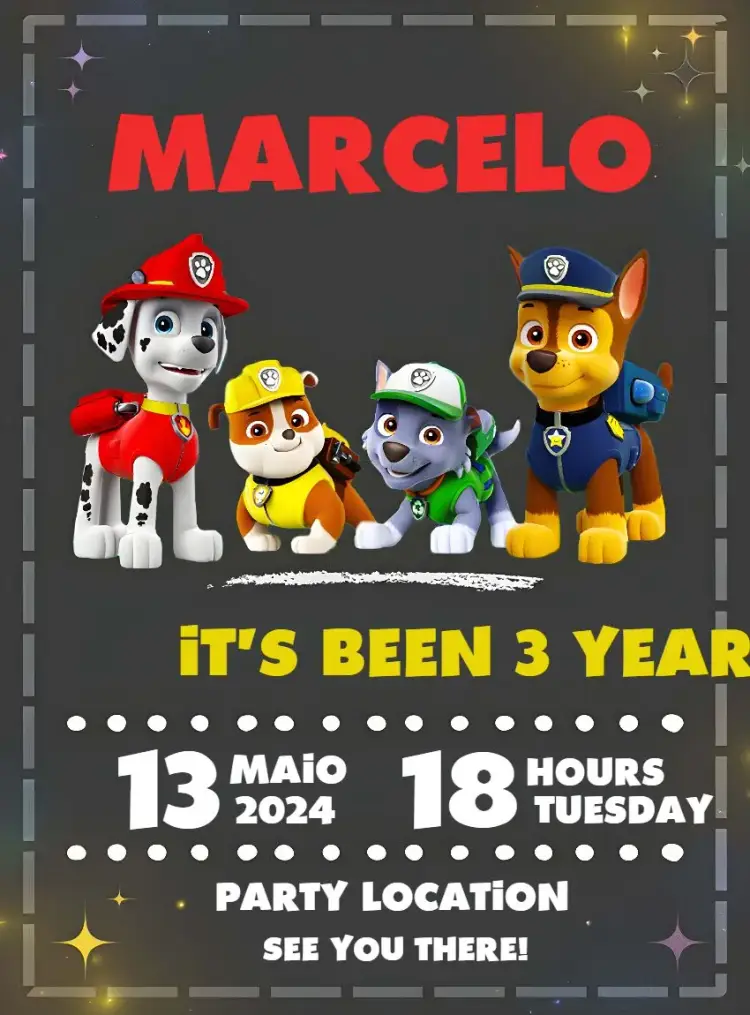 Paw Patrol Dogs invitation