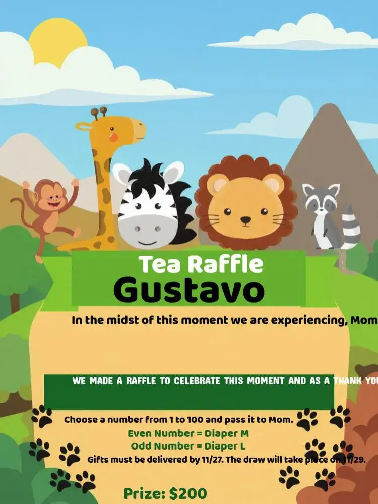 Invitation Safari Monkey Tea Raffle – Raffle Tea theme jungle, animals, vibrant colors, fun, playful, tropical