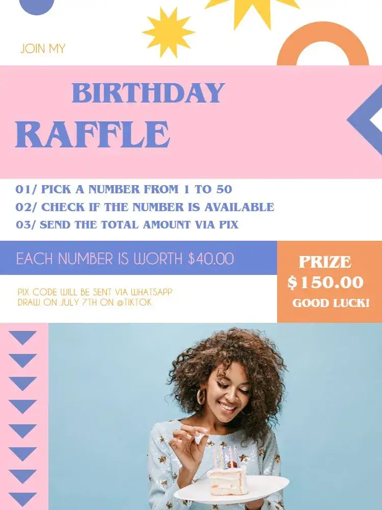 Invitation Purple Geometric Adult Raffle – Kids' Birthday Party theme geometric, modern, vibrant, colorful, fun