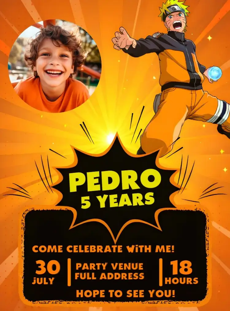 Naruto With Shippuden Photo invitation