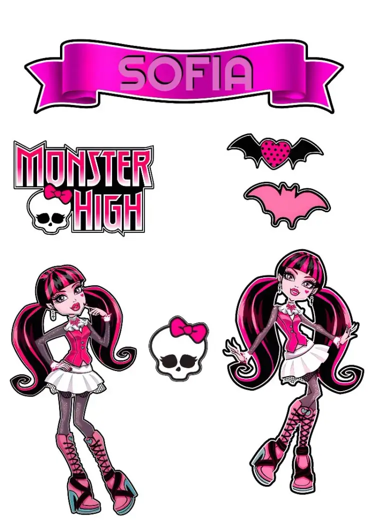 Top Cake Monster High Print invitation
