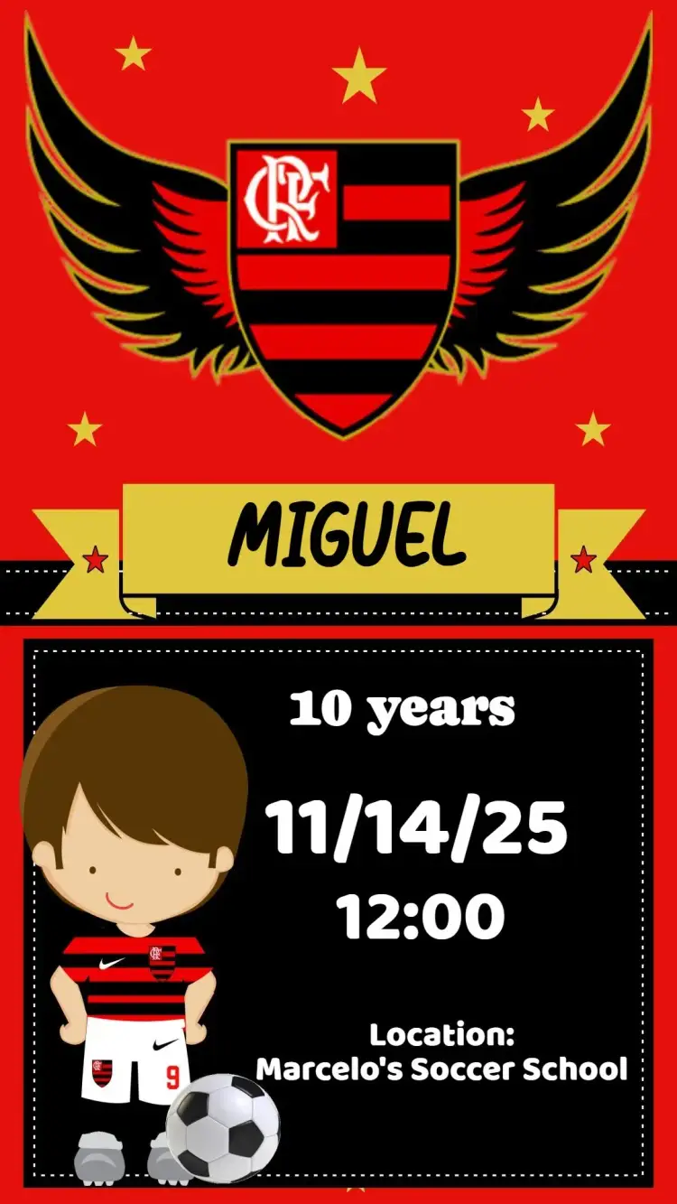 Invite Flamengo Team editable and customizable