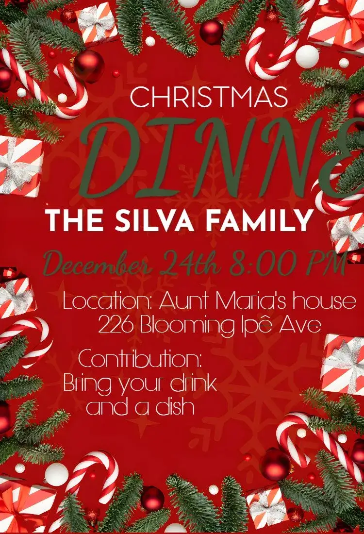 Invitation Christmas Dinner – Most searched for theme red and green, Christmas elements, minimalist, vintage, modern, festive