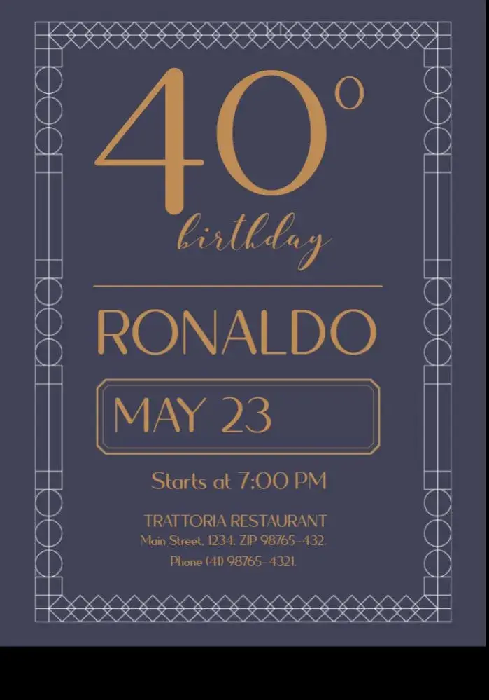 40 Years Classic Gold invitation