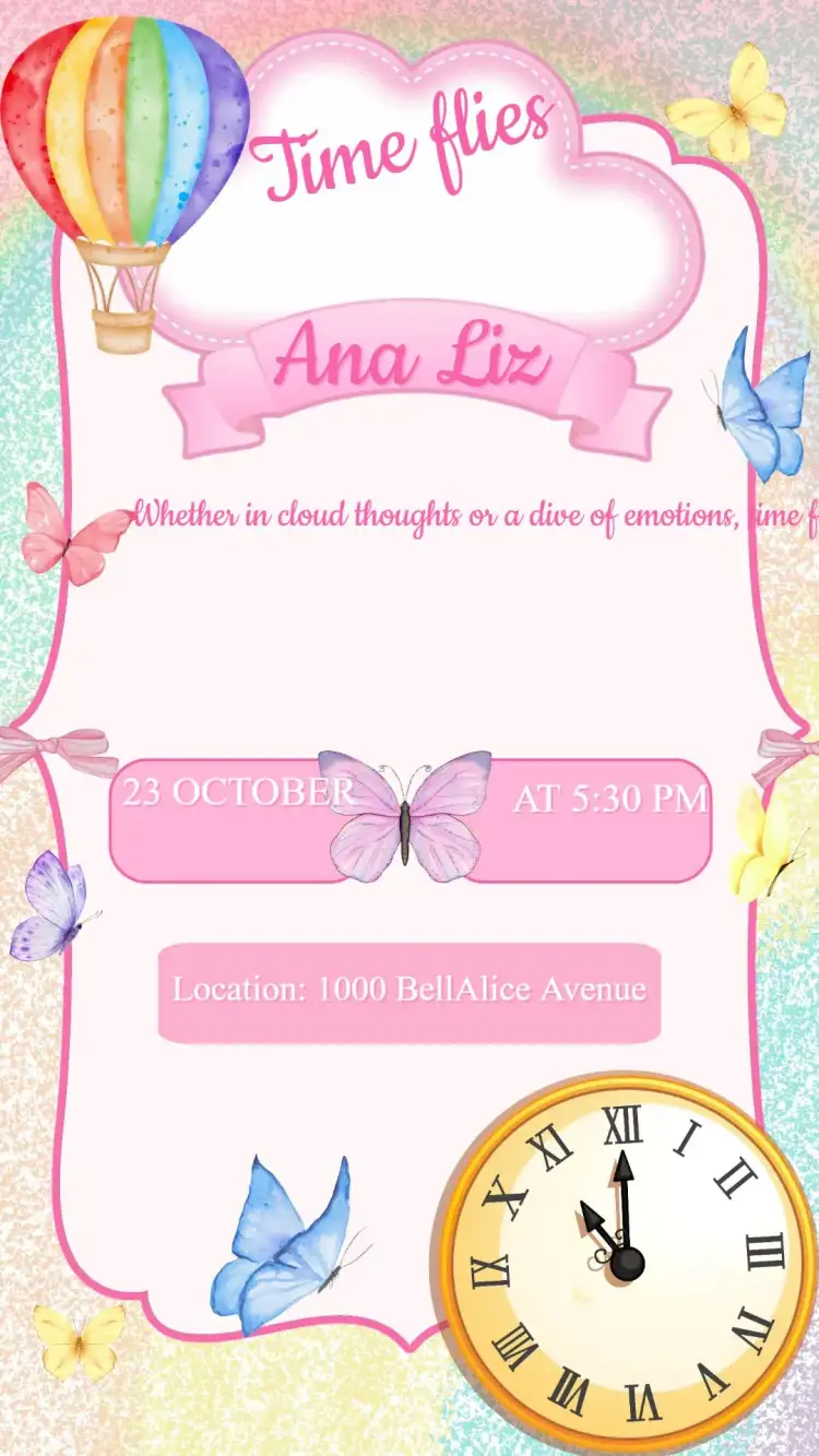 Invitation Invitation Birthday Time Flies – Birthday theme playful, colorful, childlike, airy, nostalgic, fun