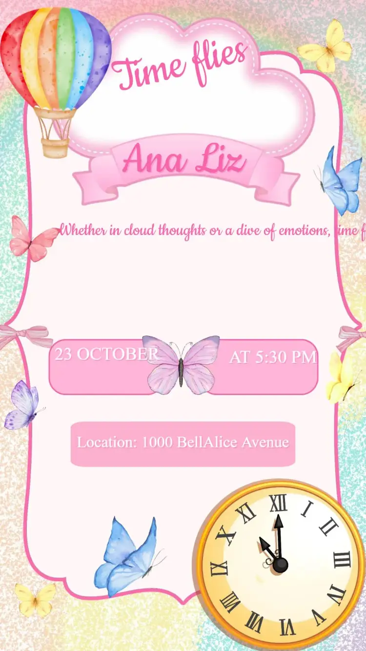 Invite Invitation Birthday Time Flies editable and customizable