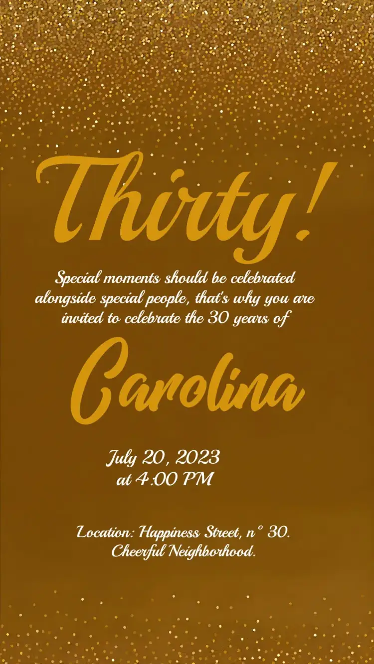 Invitation Glitter Shine – Birthday theme black, golden, glittery, elegant, modern, festive