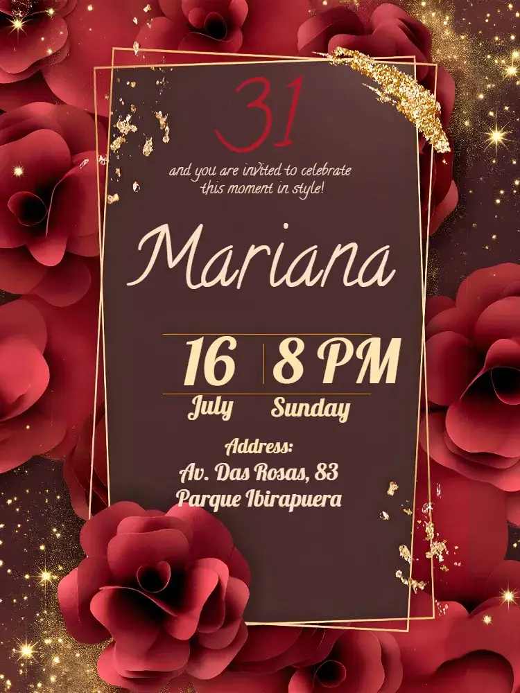 Red Floral invitation