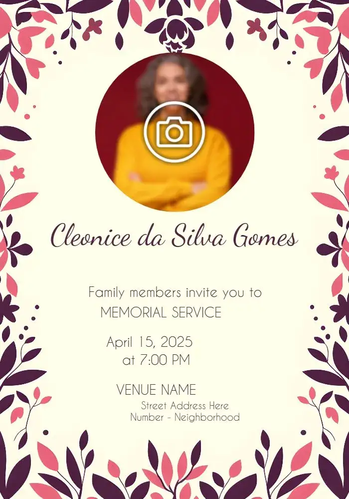 Invitation Funeral Mass With Photo Worship – Commemorative Dates theme soft colors, minimalist, elegant, comfortable, floral