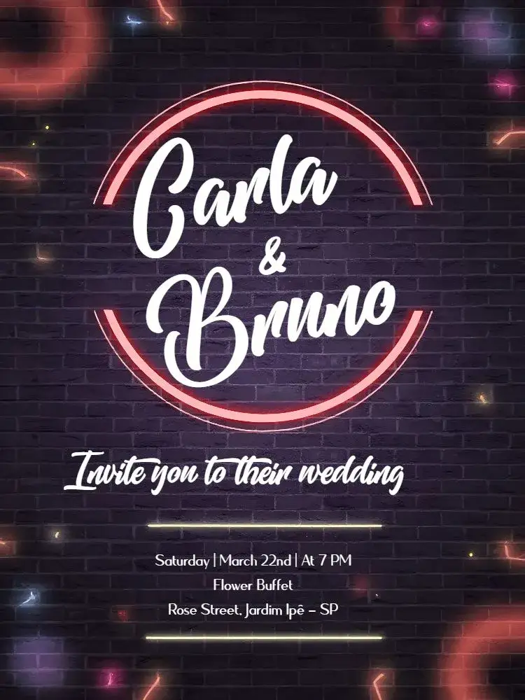 Invitation Neon Led Wedding – Wedding theme neon, modern, vibrant, elegant, LED lighting, minimalist