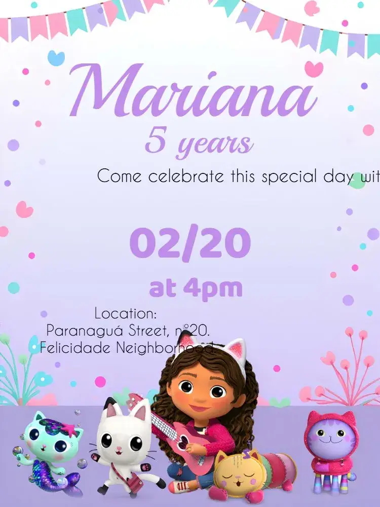 A Casa Mágica Da Gabby Roxo invitation