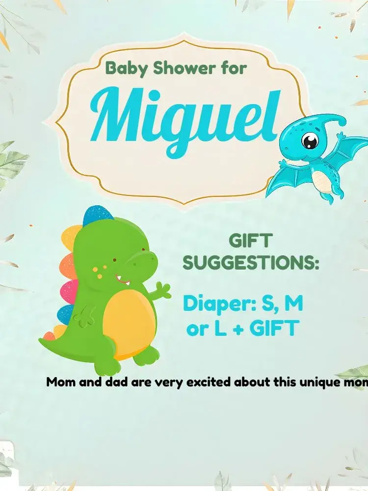 Diaper Party Dinosaur Gifts invitation