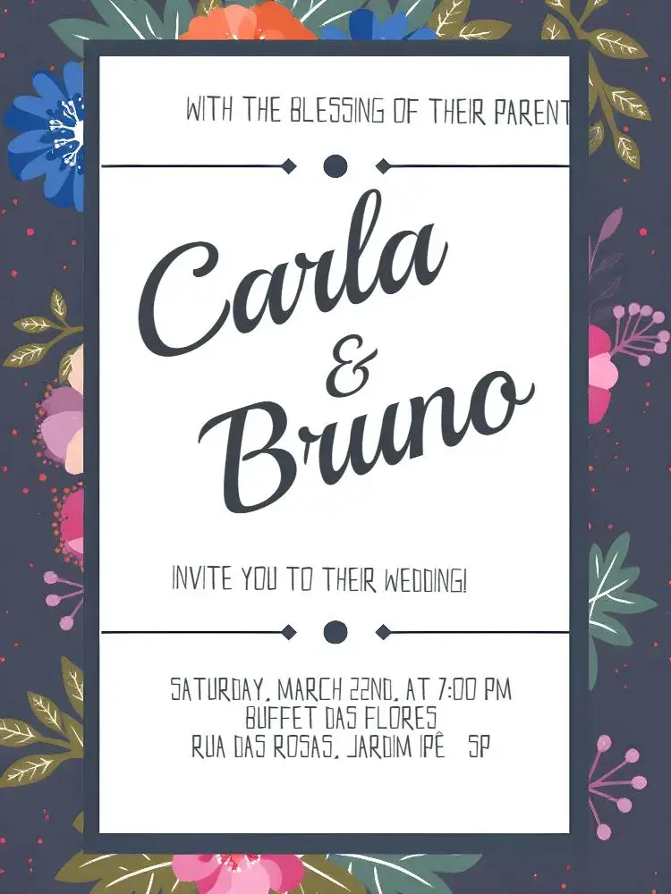 Minimalist Floral Wedding invitation