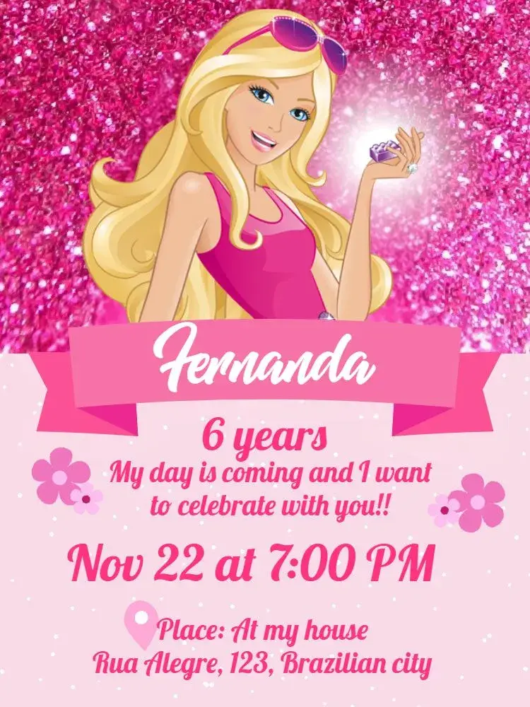 Barbie Girl Pink invitation