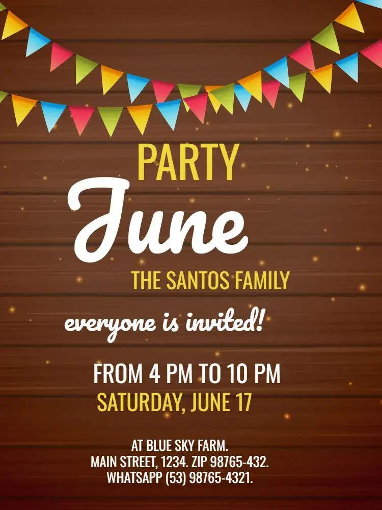Rustic Junina Party Gathering invitation