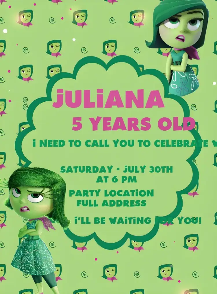 Joyfully 2 Disgust Emotion invitation