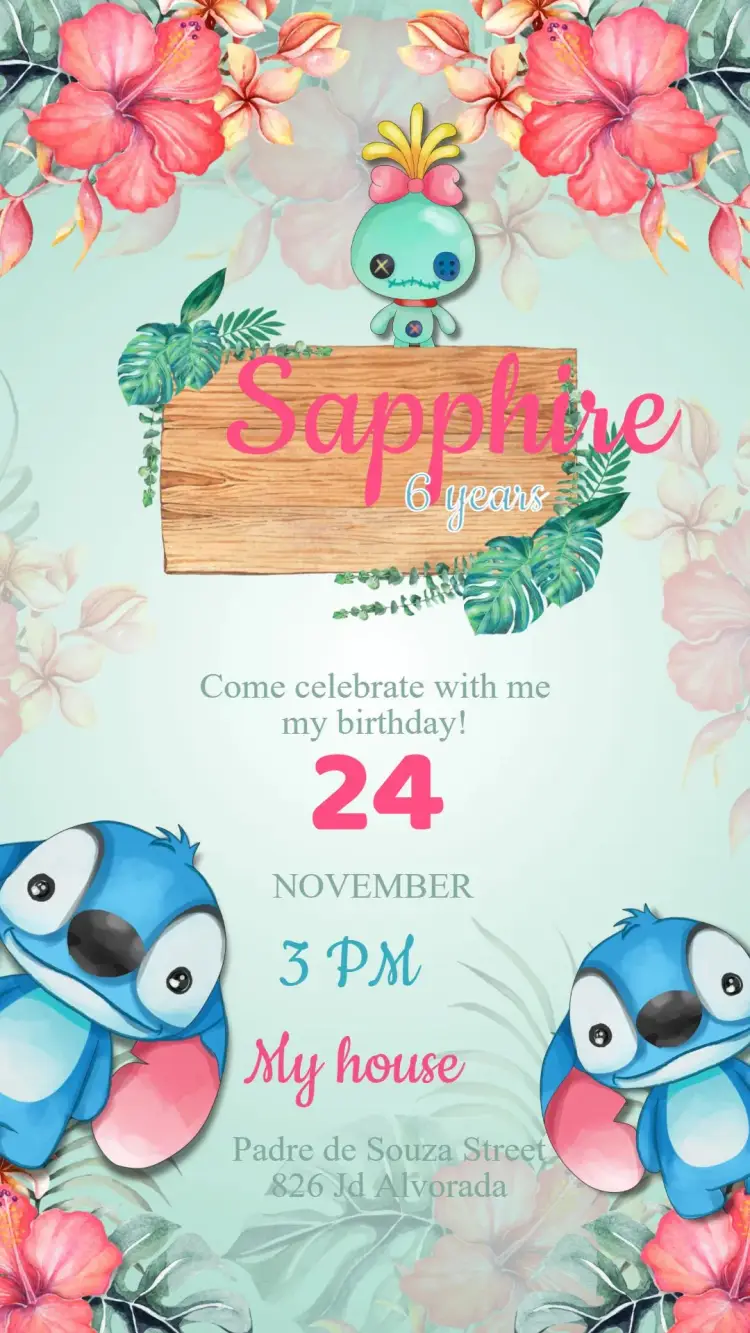 Stitch Birthday Invitation