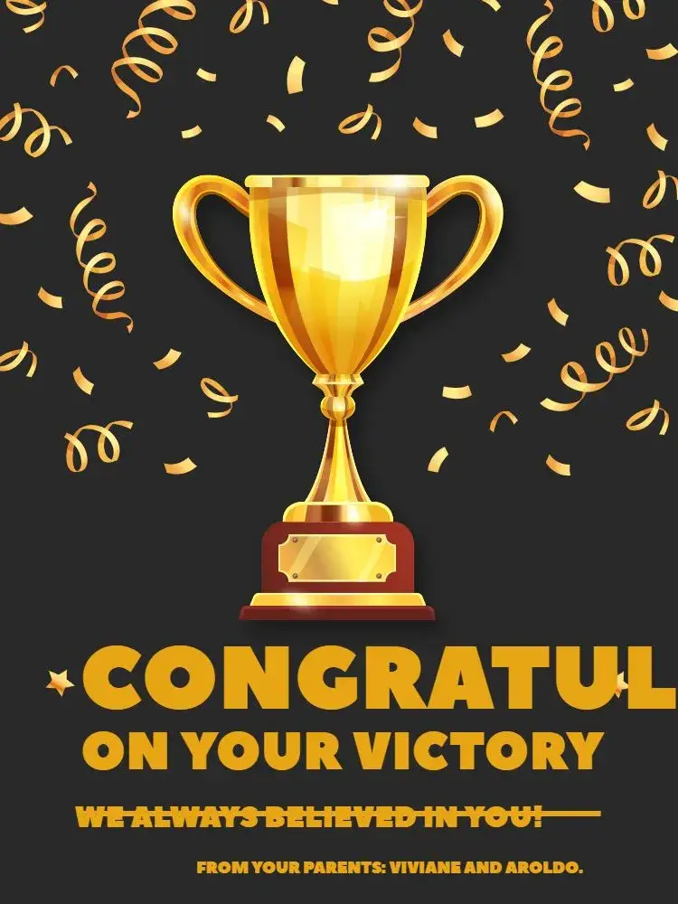 Celebration Card Victory Dark Trophy invitation