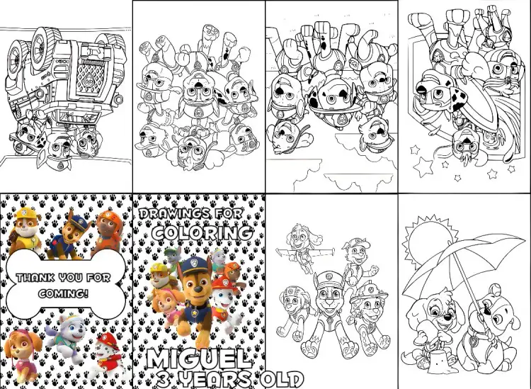 Invitation Mini Coloring Book Paw Patrol Print – Kids' Birthday Party theme colorful, childlike, themed, fun-filled, lively