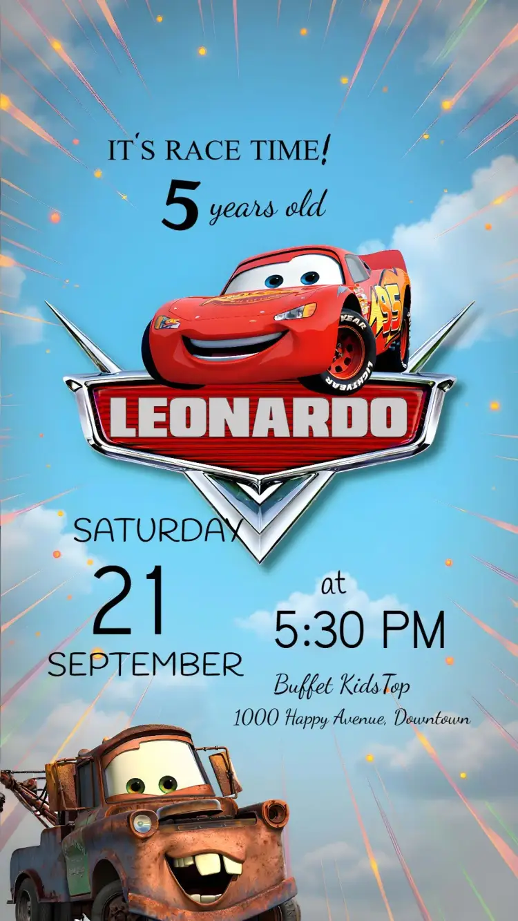 Disney Cars Lightning invitation