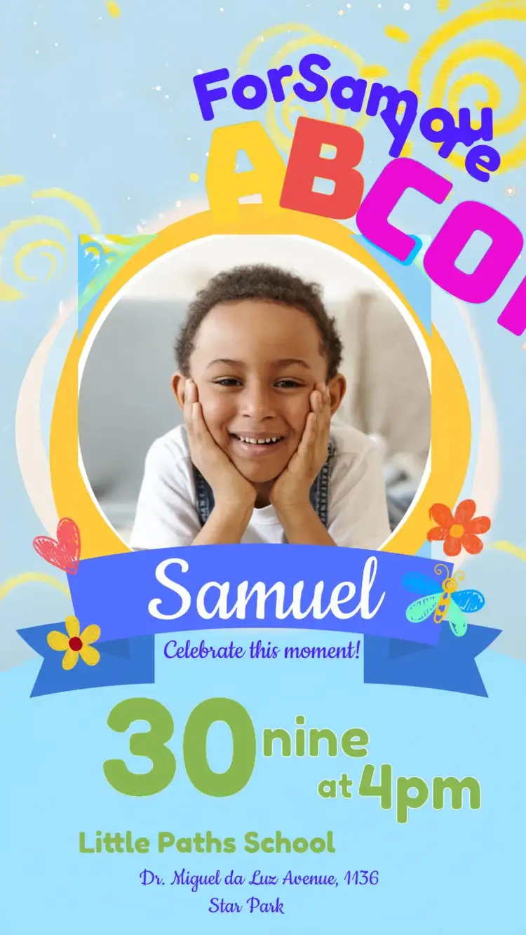 Invitation Child Graduation With Photo Theme – Graduation theme colorful, educational, garden, chalk, fun, children's