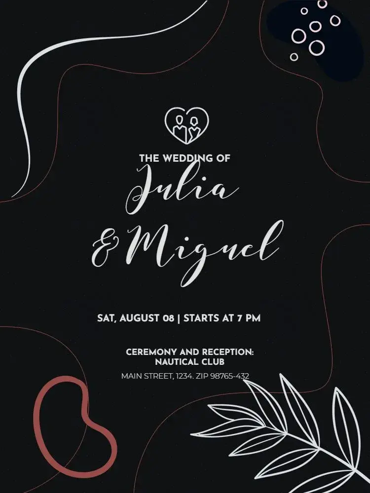 Simple And Creative Dark White Wedding invitation