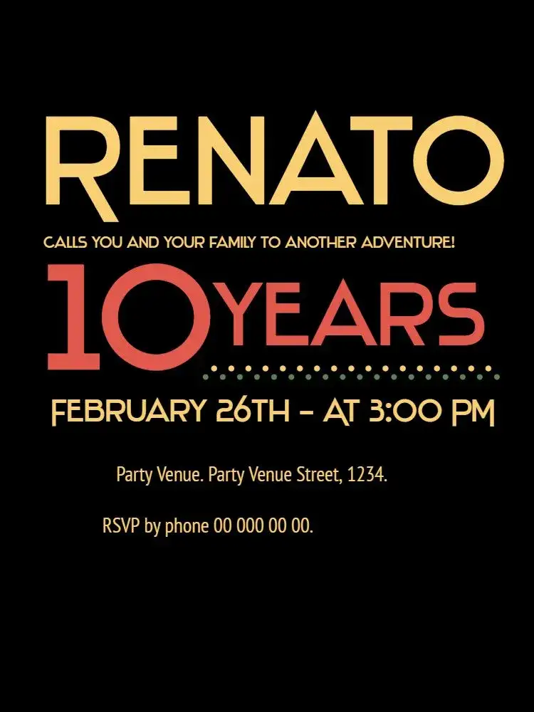 Invitation Black And Gold Kids – Kids' Birthday Party theme black, gold, modern, elegant, fun