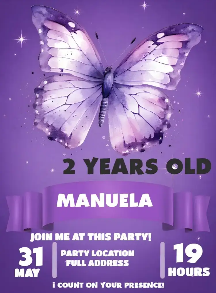 Invitation Watercolor Lilac Butterflies – Most searched for theme watercolor, lilac, purple, floral, delicate, childlike