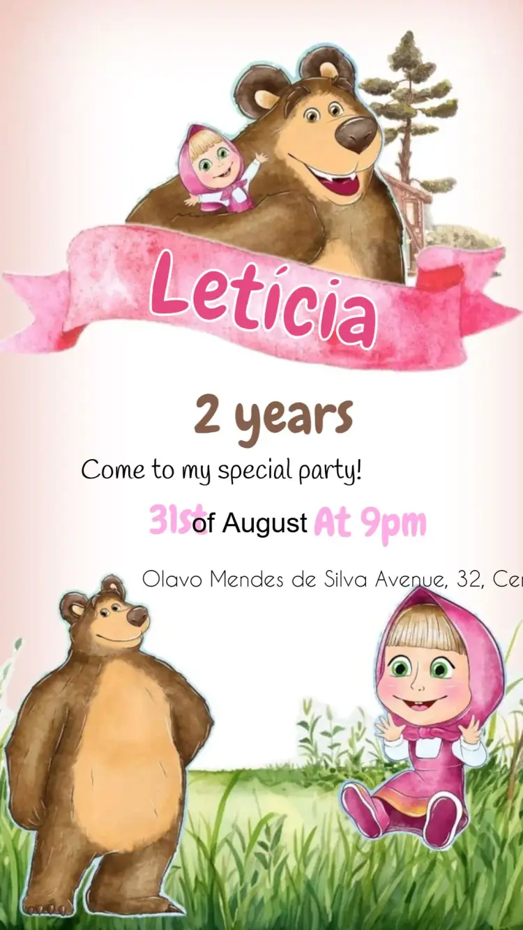 Masha And The Bear Decoration invitation