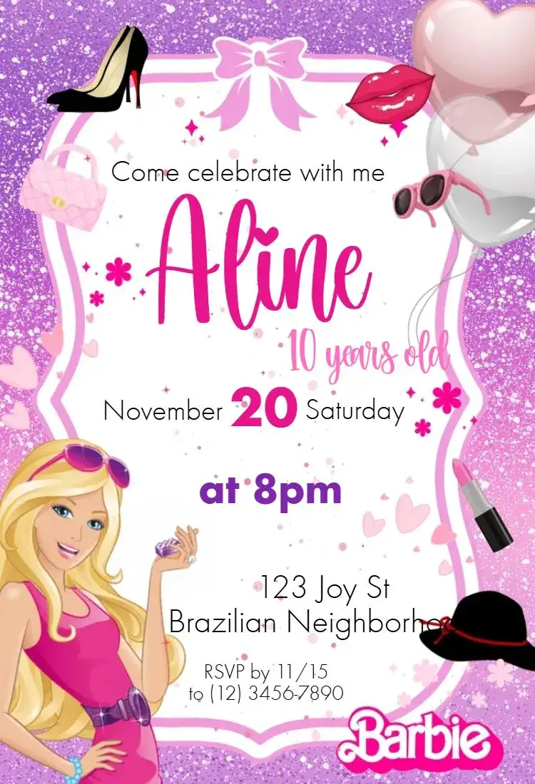 Barbie invitation