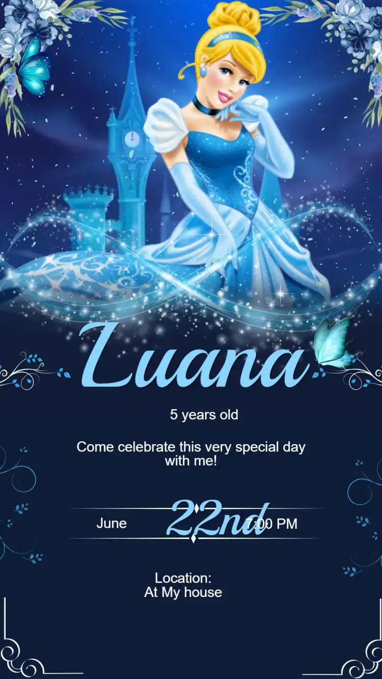 Digital Invitation Cinderella Birthday to Edit