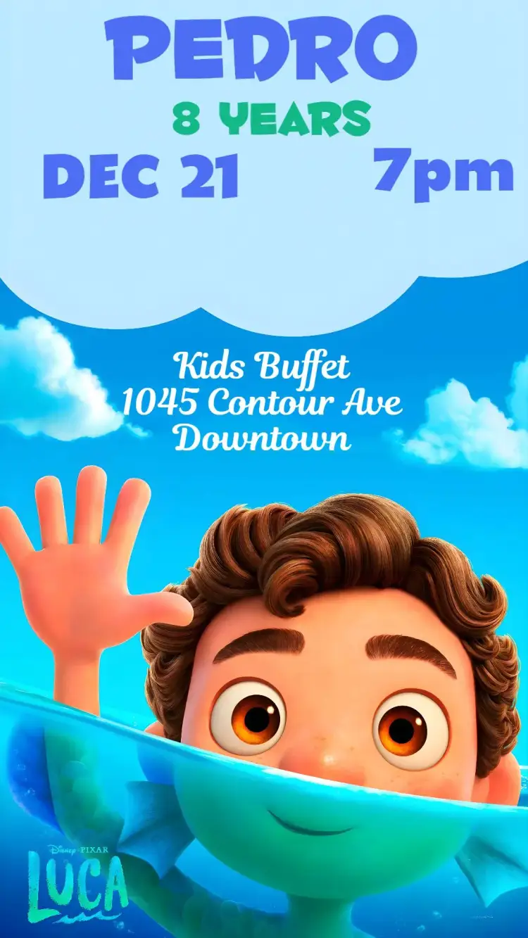 Invitation Luca – Kids' Birthday Party theme colorful, playful, fun, thematic, childlike, modern