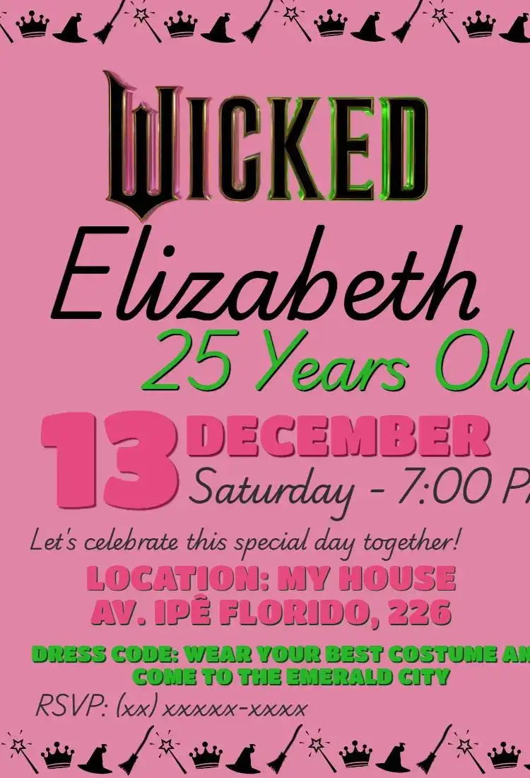 Glinda and Elphaba Wicked Pink Birthday