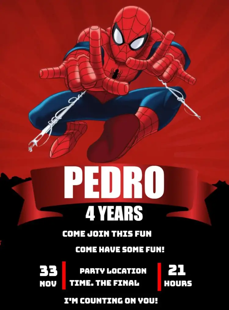 Invite Spider-Man Hero editable and customizable