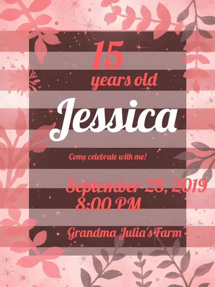 Floral 15 Years - Black And White Pink