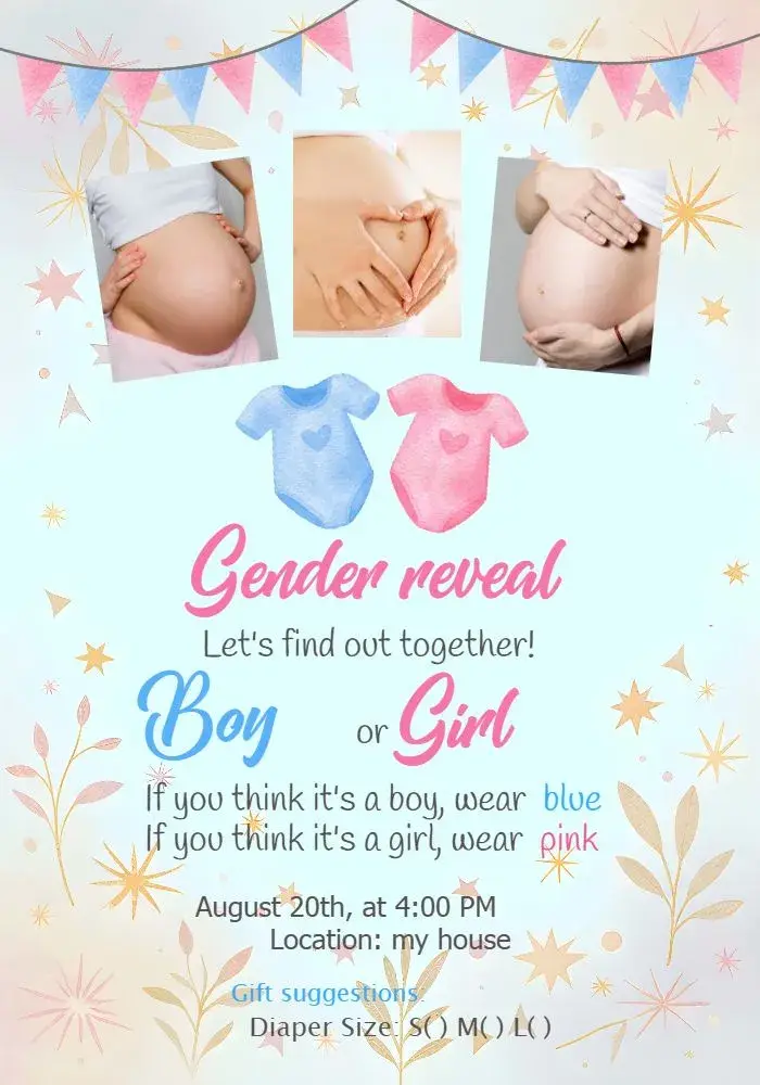 Photo Body Gender Reveal Tea invitation