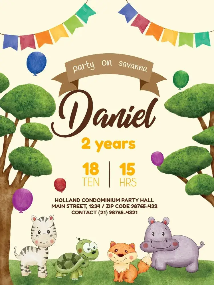 Bright Colored Safari Baby invitation