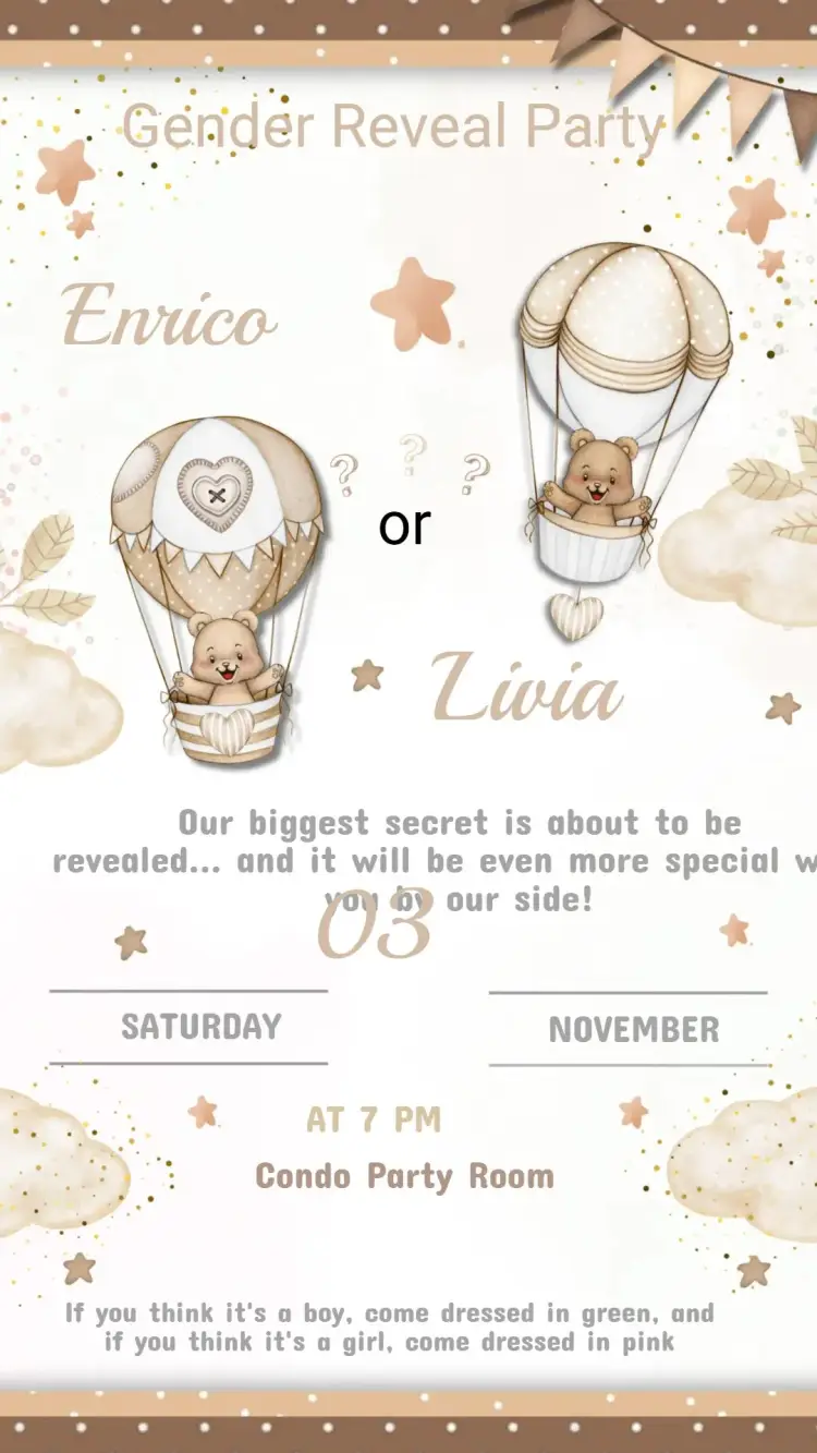 Children's Birthday Invitation Neutral Gender Reveal Party