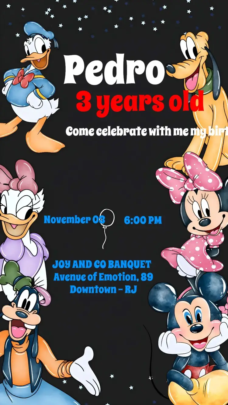 Mickey's Watercolor Kids Class invitation