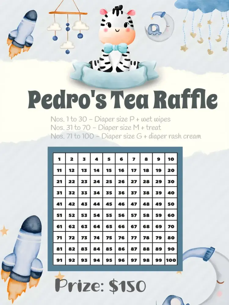 Zebra Animals Diaper Raffle Tea invitation