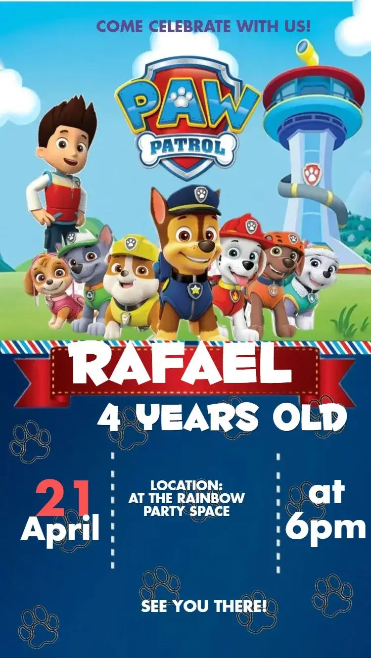 Paw Patrol invitation